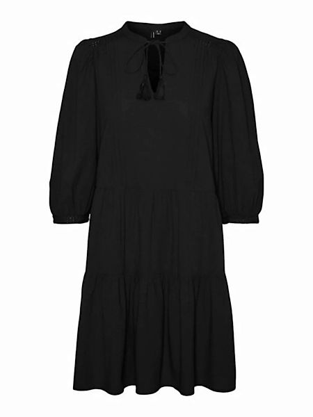 Vero Moda Shirtkleid Kurzes Crepe Kleid mit Kordel Midi Dress 3/4 Ärmel (ku günstig online kaufen