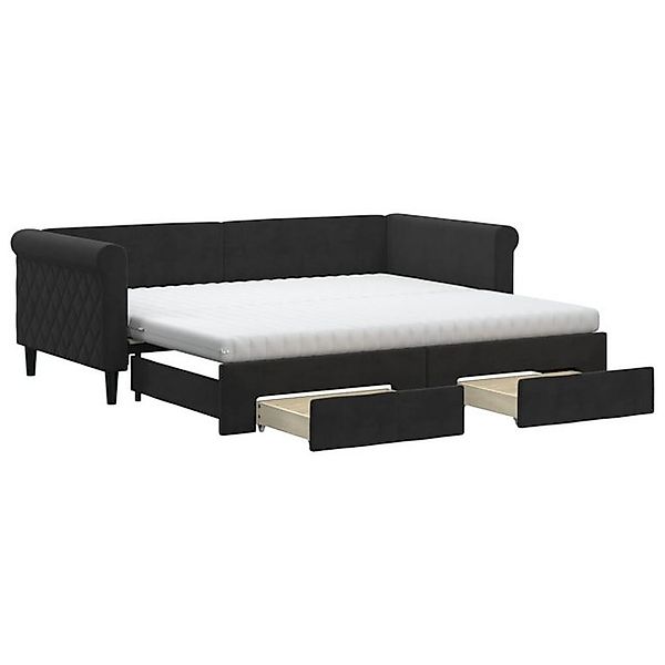 vidaXL Bettgestell, Tagesbett Ausziehbar mit Schubladen Schwarz 90x190 cm S günstig online kaufen