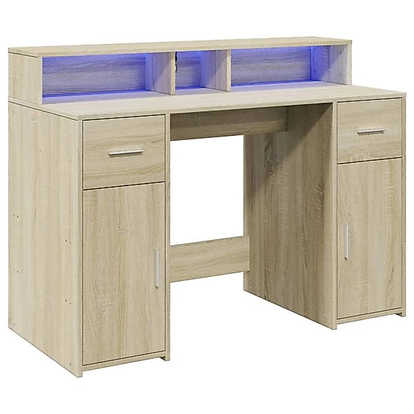 vidaXL LED-Schreibtisch Sonoma-Eiche 120x55x91 cm Holzwerkstoff 3309413 günstig online kaufen