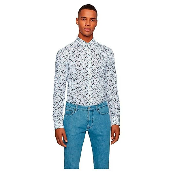 Boss Ronni Langarm Hemd M Blue Patterned günstig online kaufen