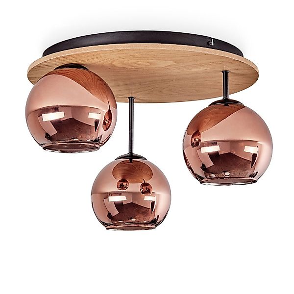 hofstein Deckenleuchte Deckenlampe aus Metall/Holz/Glas in günstig online kaufen