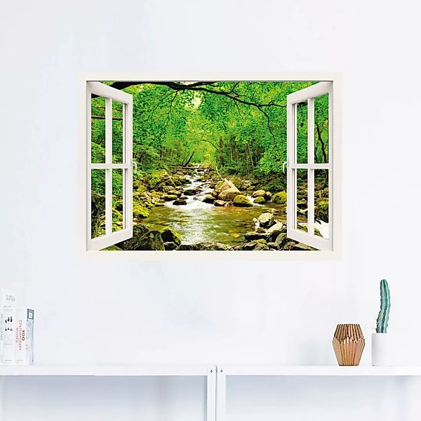 Artland Wandbild "Fensterblick Herbstwald Fluß Smolny", Fensterblick, (1 St günstig online kaufen
