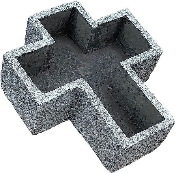 Stone and Style Gartenfigur Steinfigur Grabschmuck Pflanzschale Kreuz günstig online kaufen