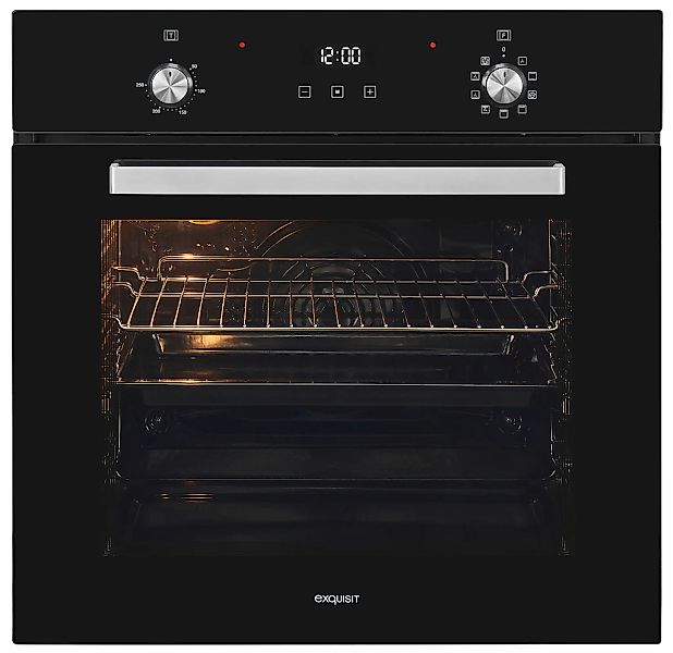 exquisit Backofen "EBE76-9-H-020 schwarz" mit 1-fach-Teleskopauszug Pizzafu günstig online kaufen