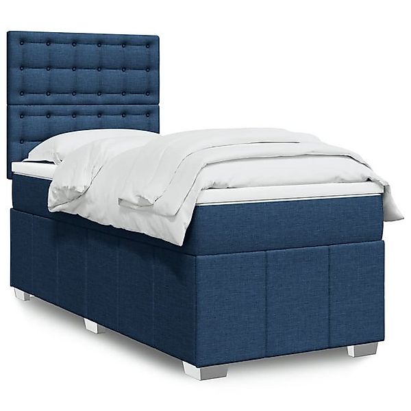 vidaXL Bett Boxspringbett mit Matratze Blau 80x200 cm Stoff günstig online kaufen