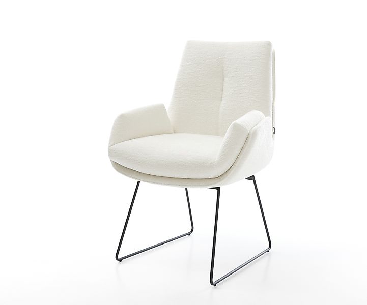 Esszimmerstuhl Clea-Flex Bouclé Soft Beige Kufengestell Schwarz günstig online kaufen