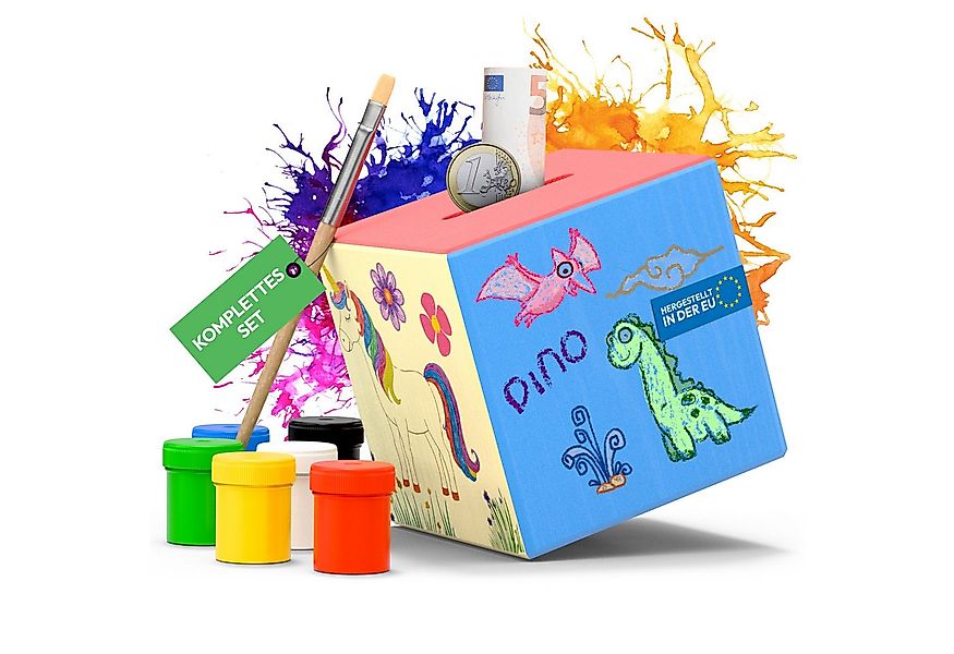 Eli Spardose Kinder aus Holz zum bemalen inkl. 6 Farben und Pinsel - Sparsc günstig online kaufen