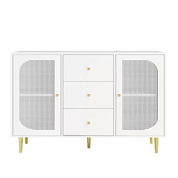 Küchenschrank, Sideboard mit PE-Rattantüren, Aufbewahrungsschrank mit Schub günstig online kaufen