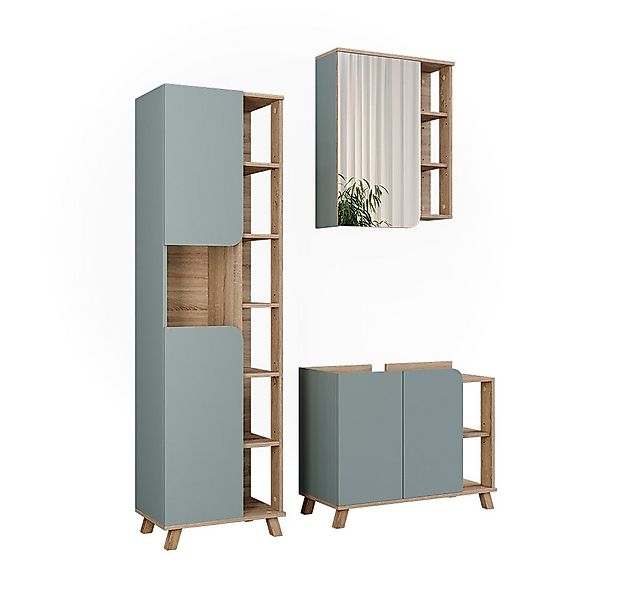 Vicco Badmöbel-Set Karen, Sonoma/Blau, 3 Teile, (3-St., 3er Set) günstig online kaufen