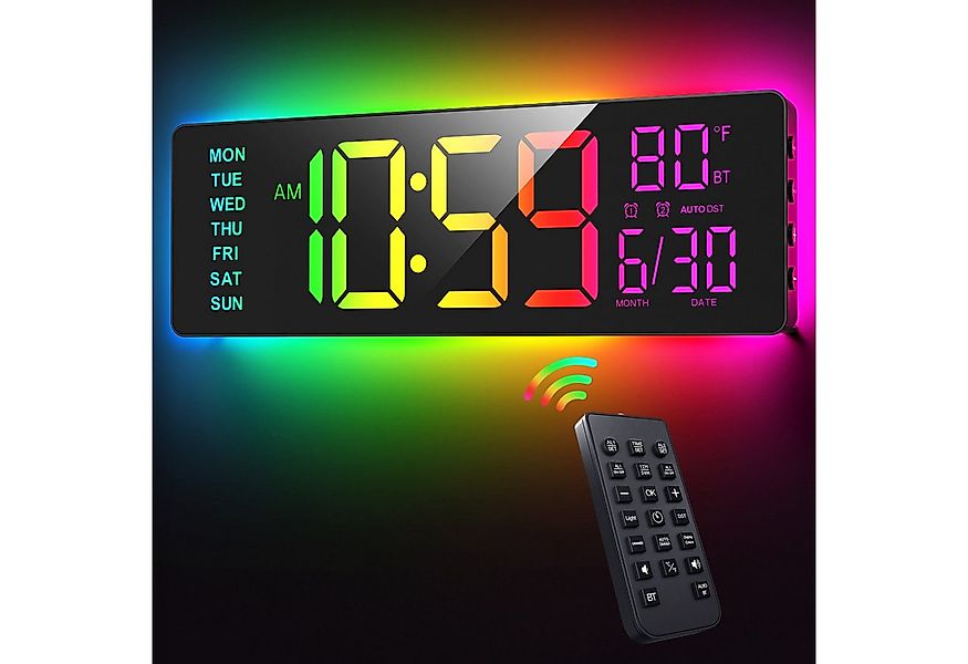 EASYERA Wanduhr 16,5 Zoll RGB Digitale Wanduhr Extra großes LED-Display mit günstig online kaufen