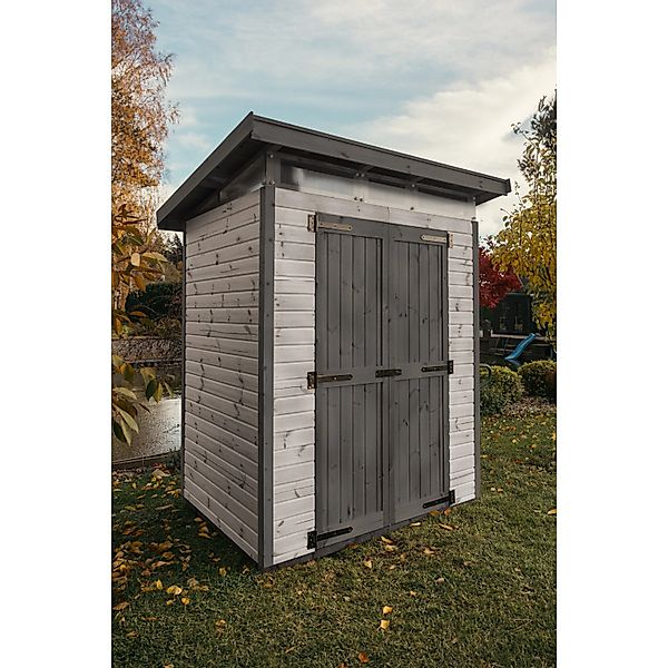 Upyard Gartenhaus Strongbox M mit Fundament 163 cm x 127 cm Grau FSC® günstig online kaufen