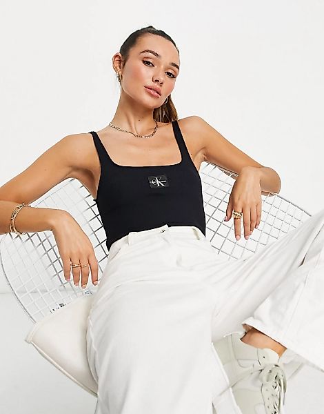 Calvin Klein Jeans – Tanktop-Body in Schwarz günstig online kaufen