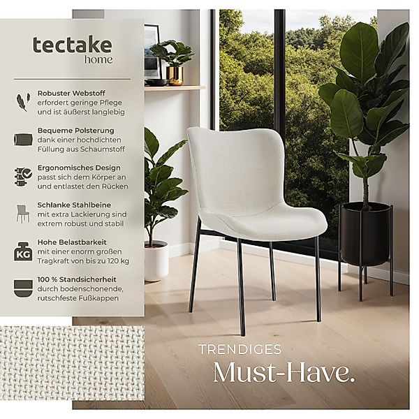 tectake Esszimmerstuhl Polsterstuhl (Set, 4 St), günstig online kaufen