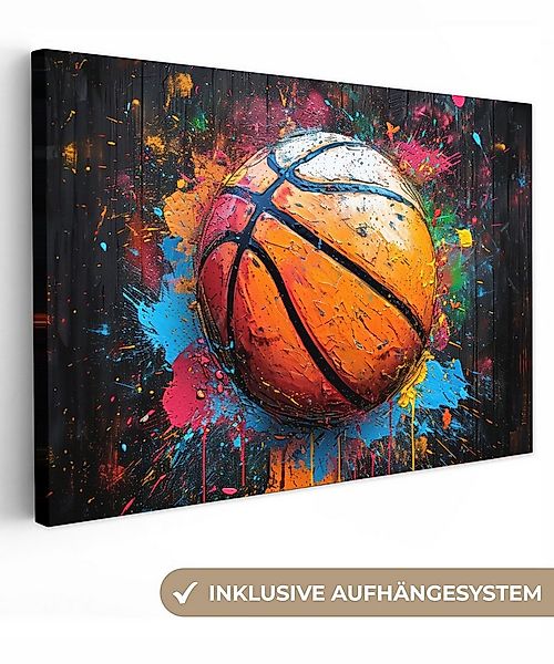 OneMillionCanvasses® Leinwandbild Graffiti - Basketball - Farbe - Sport - S günstig online kaufen