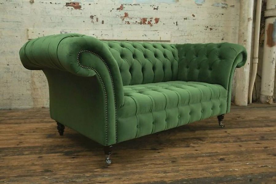 JVmoebel Chesterfield-Sofa, Grüne Chesterfield Textil Couch Zwei Sitzer Pol günstig online kaufen