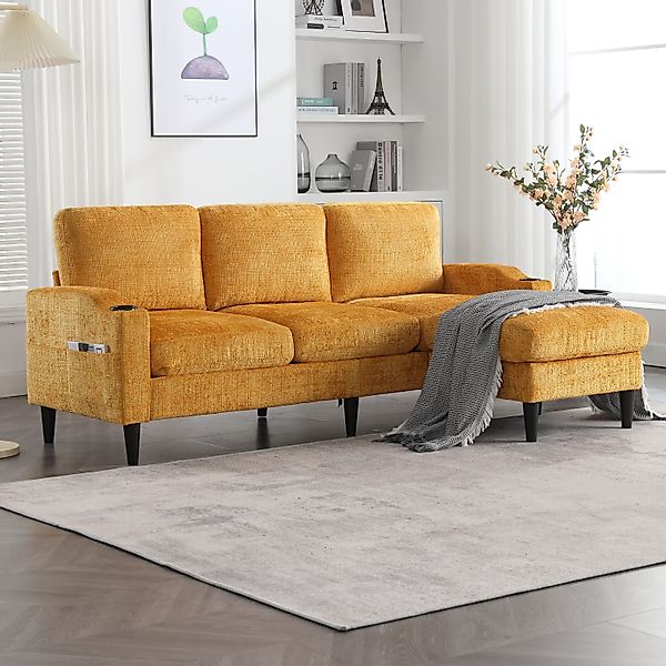 Odikalo 3-Sitzer Wohnzimmersofa Loungesofa mit Hocker günstig online kaufen