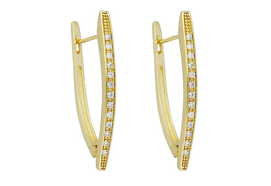 LÖB Paar Creolen 18K Gold vergoldet Creolen Zirkonia Glitzer Steine Weiß Tr günstig online kaufen