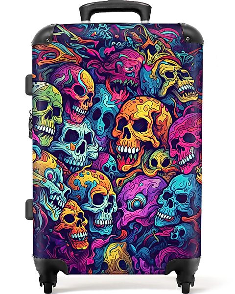 NoBoringSuitcases.com© Hartschalen-Trolley Totenkopf - Neon - günstig online kaufen