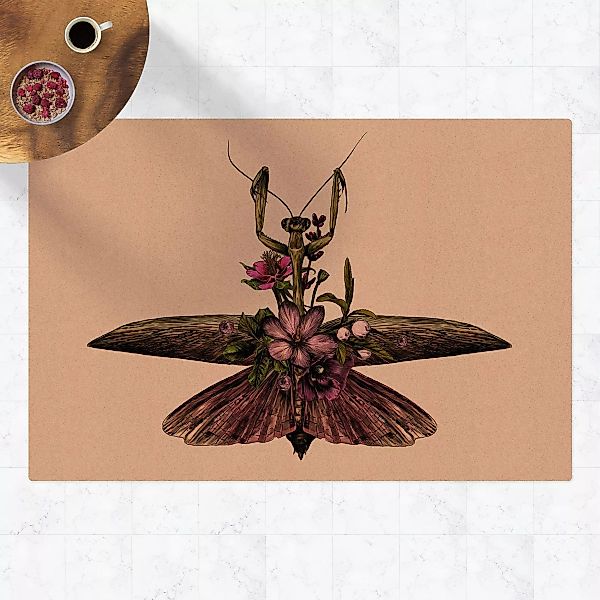 Kork-Teppich Illustration florale Mantis günstig online kaufen
