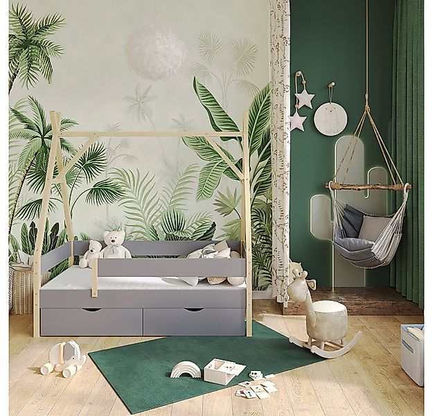 VitaliSpa® Kinderbett Bali, Grau, 80x160 cm mit 2 Schubladen und Matratze günstig online kaufen