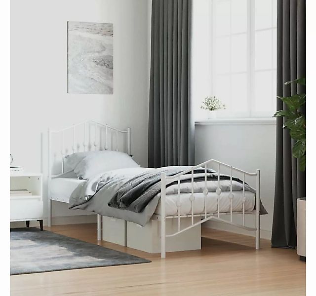 furnicato Bett Bettgestell mit Kopf- und Fußteil Metall Weiß 80x200 cm günstig online kaufen