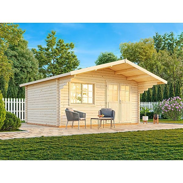 Palmako Gartenhaus Sally 450 x 360 cm Lackiert Grau-Weiß FSC® günstig online kaufen