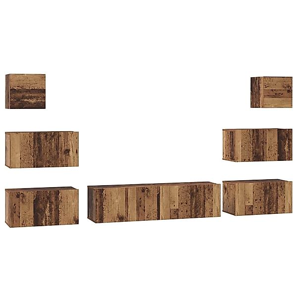 vidaXL TV-Schrank-Set 8-Tlg Altholz 60 x 30 x 30 cm Holzwerkstoff 3393153 günstig online kaufen