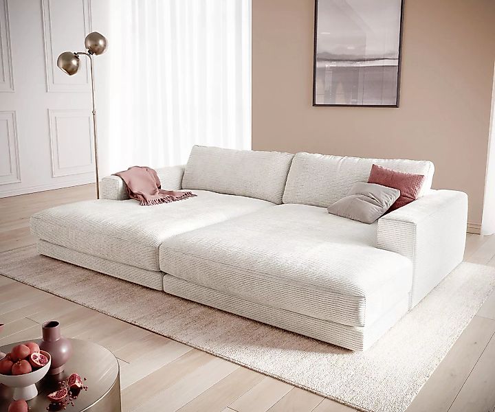 DELIFE Big-Sofa Cubico, Cord Beige 290x170 cm Big-Sofa günstig online kaufen