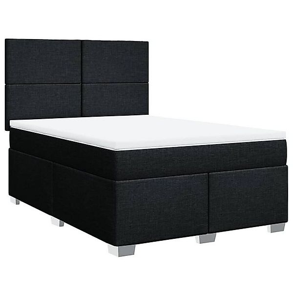 vidaXL Bett Boxspringbett mit Matratze Schwarz 140x200 cm Stoff günstig online kaufen