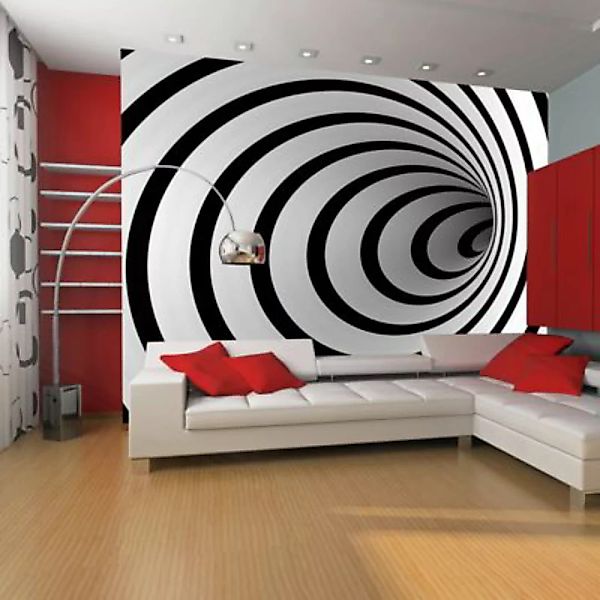 artgeist Fototapete Schwarz-weißer Tunnel in 3D schwarz/weiß Gr. 250 x 193 günstig online kaufen
