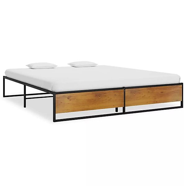 vidaXL Bettgestell Bettgestell Schwarz Metall 180x200 cm Doppelbett Bett Be günstig online kaufen