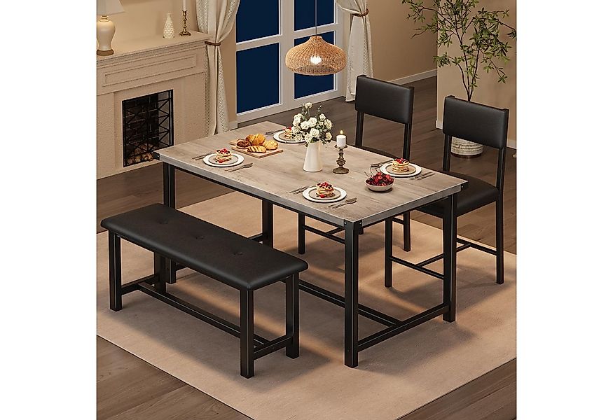 GarveeMore Essgruppe für 4,Esstisch mit 2 gepolsterten Stühlen und Bank, Ho günstig online kaufen