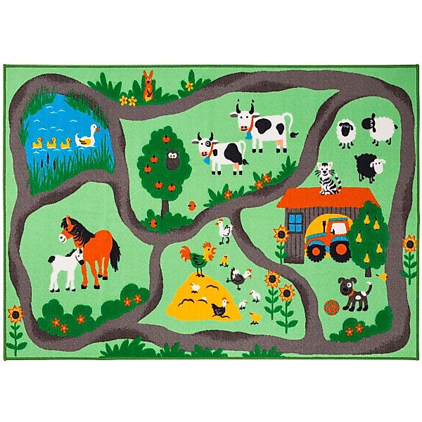 Homcom Kinderteppich Straße Bauernhof 150 x 80 x 0,45 cm   Aosom günstig online kaufen