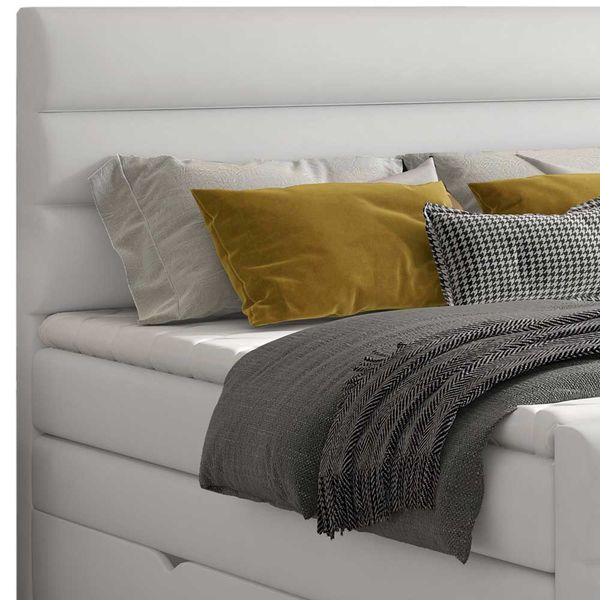 Boxbett Stauraum Bett in Weiß aus Kunstleder günstig online kaufen