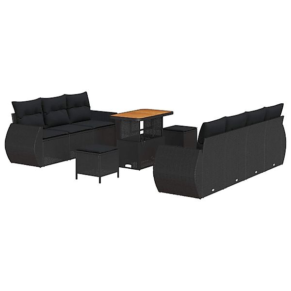 vidaXL Gartensofa-set mit Kissen 10-Tlg Schwarz Poly-Rattan 3363789 günstig online kaufen