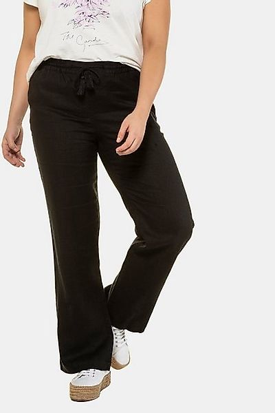 Ulla Popken Funktionshose Leinenhose Mary Elastikbund weites gerades Bein günstig online kaufen