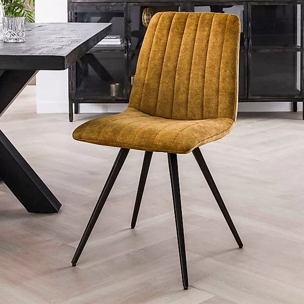 Gelbe Samt Stühle mit Gestell aus Metall 40 cm Sitztiefe (4er Set) günstig online kaufen