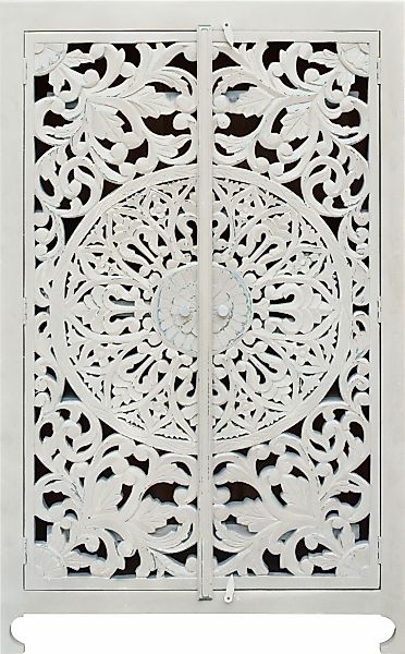 OTTO home Stauraumschrank "Kenmare" Mangoholz, dekorative Schnitzereien, Br günstig online kaufen