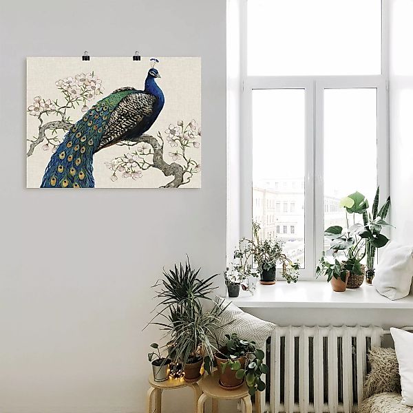 Artland Wandbild "Pfau & Blüten I", Vögel, (1 St.), als Alubild, Outdoorbil günstig online kaufen