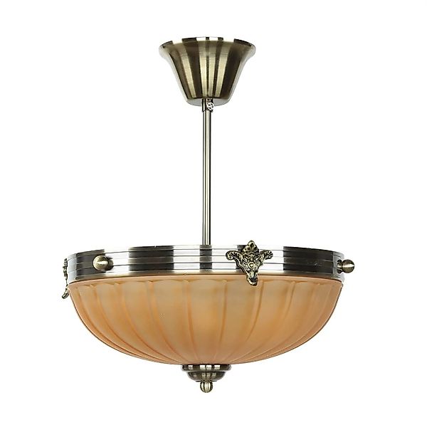 EASYLIGHT Deckenlampe Metall Glas Rund Ø 30 cm In Bronze Orange Jugendstil günstig online kaufen