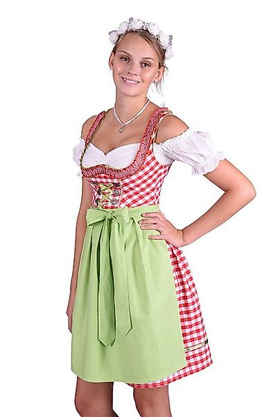 Entari Dirndl 480GT Trachtenkleid Rot Weiß kariert Golden Trachten (3tlg) K günstig online kaufen