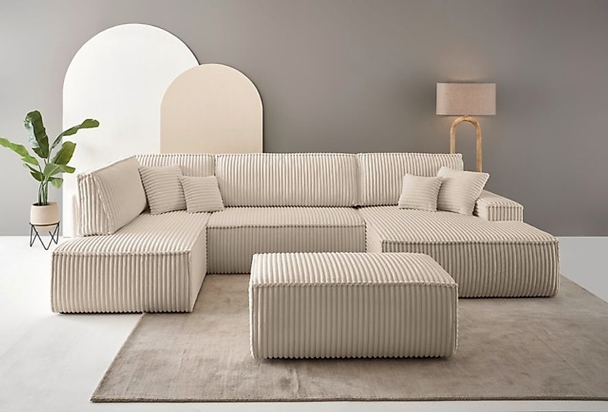 andas Wohnlandschaft »FINNLEY, U-Form XXL 329 cm, Schlafsofa, Schlaffunktio günstig online kaufen
