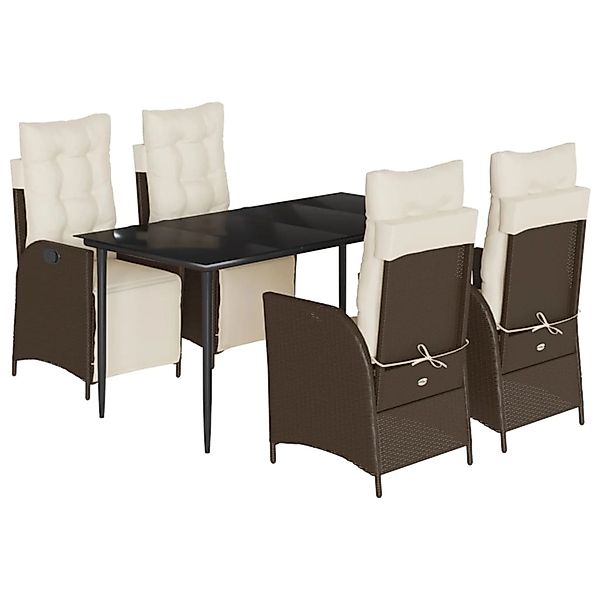 vidaXL 5-Tlg Garten-Essgruppe mit Kissen Braun Poly Rattan 3213409 günstig online kaufen