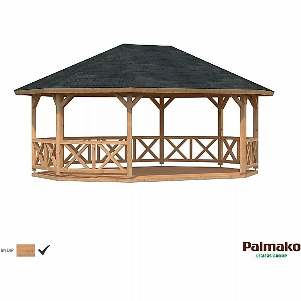 Palmako Holz-Pavillon Betty Braun tauchgrundiert 615 cm x 465 cm ohne Fußbo günstig online kaufen