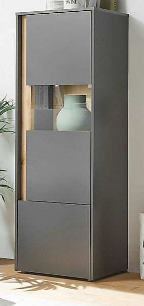 Furn.Design Standvitrine Center (Vitrinenschrank in grau mit Eiche, 50 x 15 günstig online kaufen
