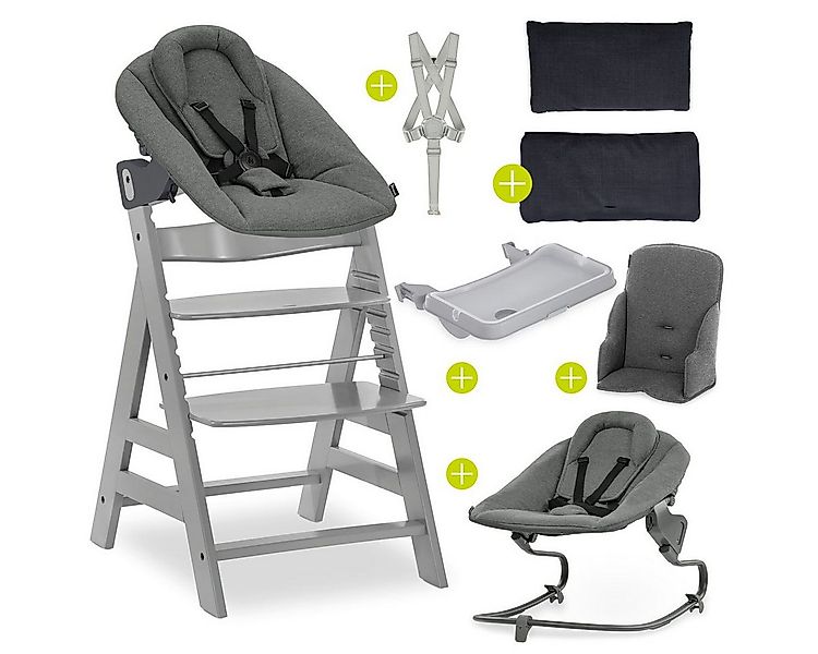 Hauck Hochstuhl Alpha Plus Grey XXL Newborn Set, Babystuhl ab Geburt, Aufsa günstig online kaufen