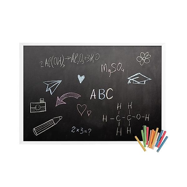 Tulup Kreide-Wandtafel 60x40 cm Weißer Rahmen Wandkreidetafel Plus Ein Kost günstig online kaufen