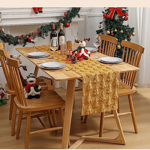 CLTYQ Tischläufer Tischläufer Halloween mit 3D-Weihnachtsbaum,Weich günstig online kaufen