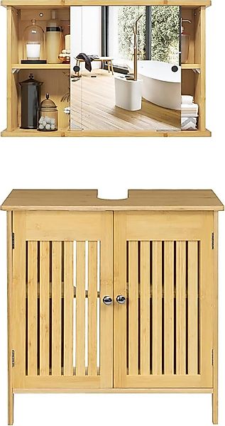 EUGAD Badmöbel-Set, (2-St), Badezimmerschrank mit Spiegelschrank günstig online kaufen