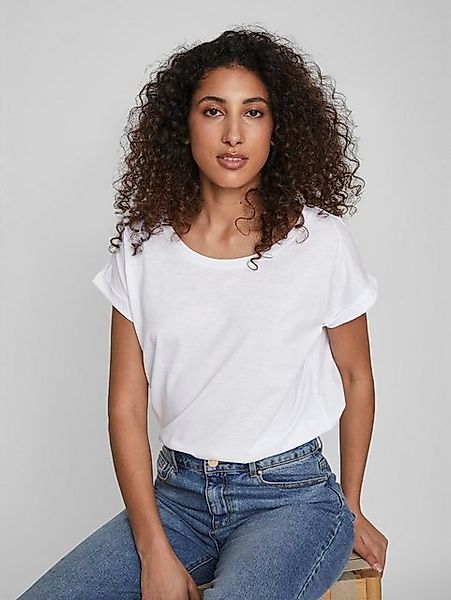 Vila T-Shirt Basic T-Shirt Kurzarm Fledermausärmel VIDREAMERS 6118 in Weiß günstig online kaufen